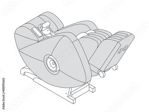 Massage chair line art vector illustration body massage chair