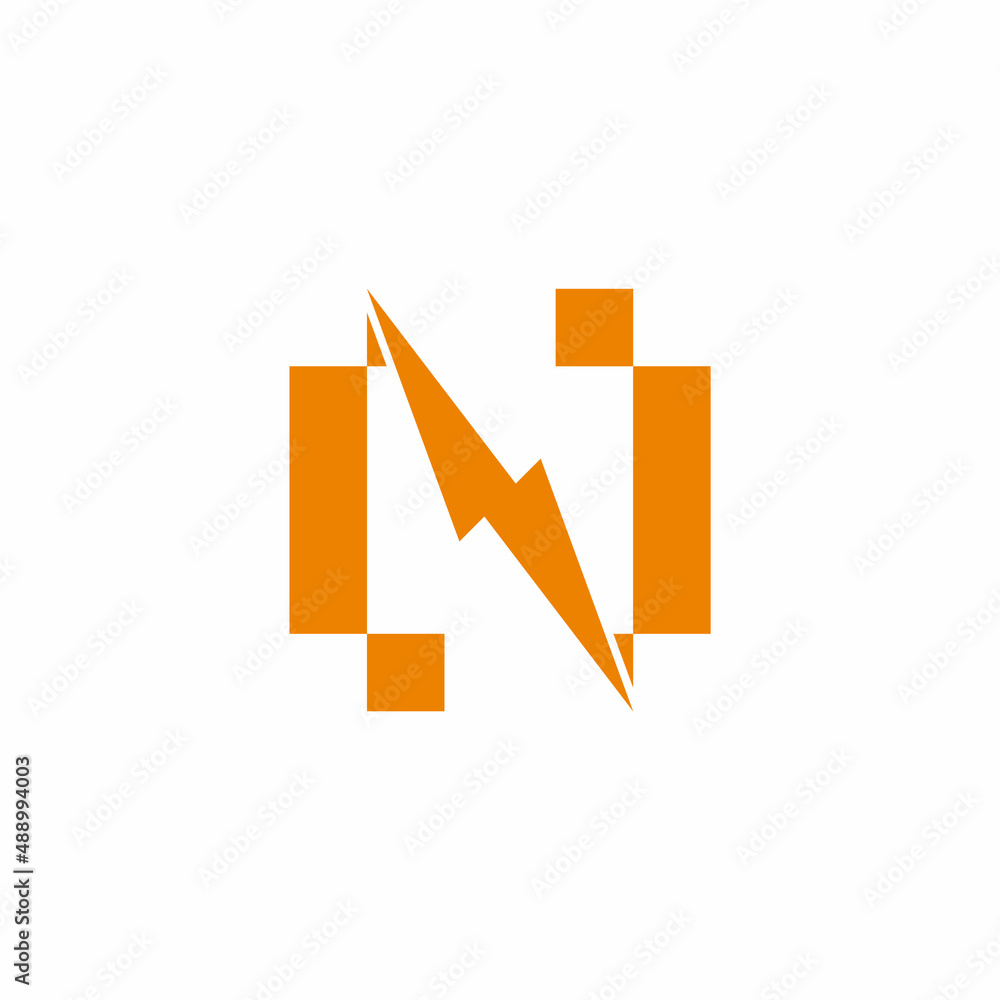 letter n thunder bolt electric symbol simple geometric logo vector letter n thunder bolt electric symbol simple geometric logo vector