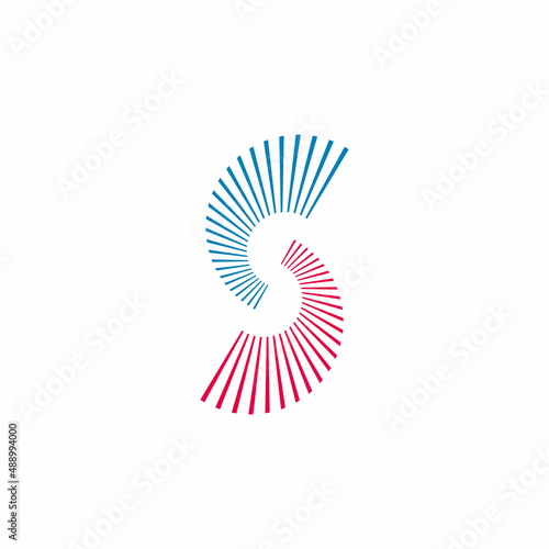 letter s 3d flat motion stripes line logo vector