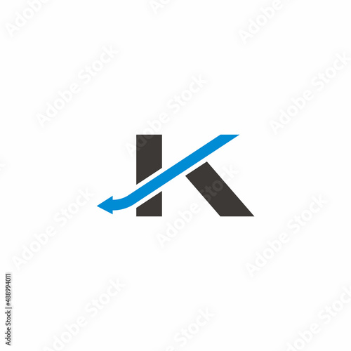 letter k down arrow lower temperature symbol logo vector
