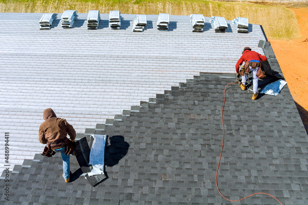 roofing business at work