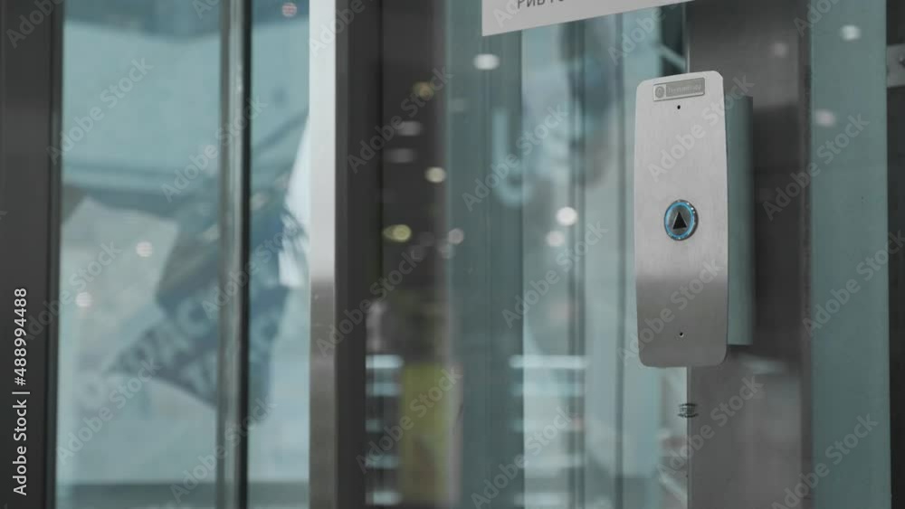 Little girl presses the elevator call button Little girl presses the elevator call button