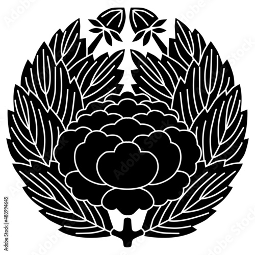 荒木村重の家紋です。抱き牡丹といいます。