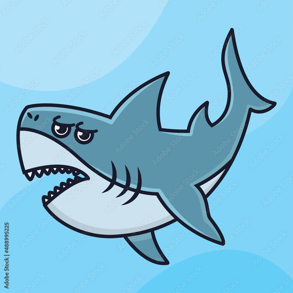 happy shark on the ocean cartoon vector icon illustration logo mascot hand drawn concept trandy cartoon happy shark on the ocean cartoon vector icon illustration logo mascot hand drawn concept trandy cartoon