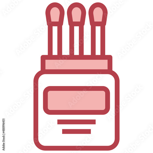 COTTON SWABS red line icon,linear,outline,graphic,illustration