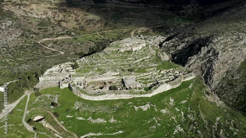 Drone view of archaeological site of Mycenae photo