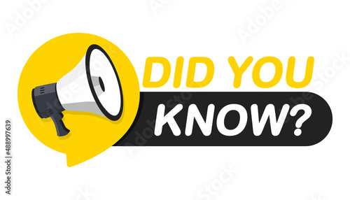 Modern Did You Know label with megaphone. Web banner element. Did You Know? Loudspeaker. Banner design for business, marketing, advertising, life hacks, blog, and social Media. Vector illustration