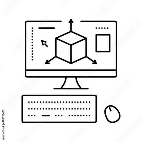 3d modeling line icon vector illustration