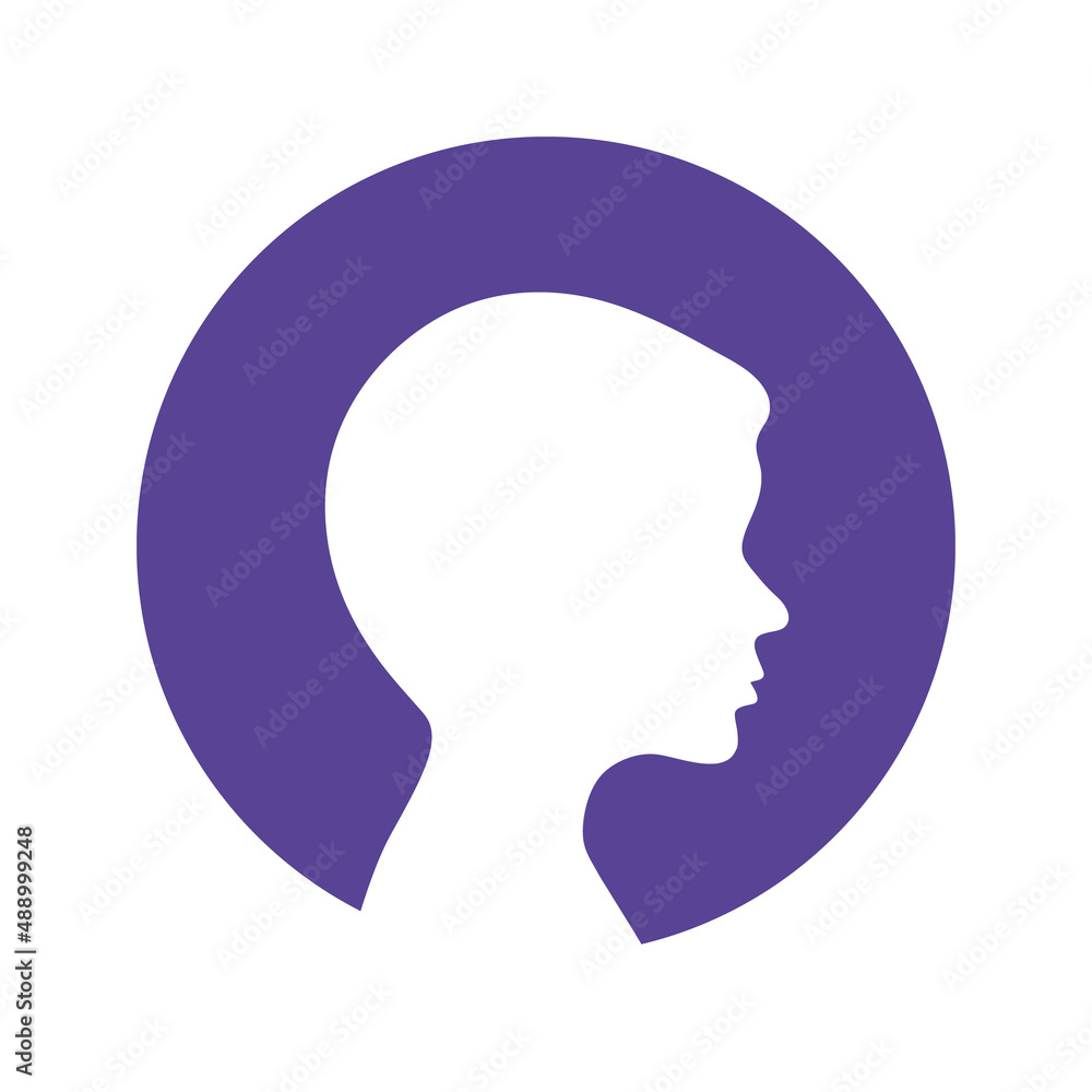 Boy silhouette head icon. Vector clipart picture men illustration Boy silhouette head icon. Vector clipart picture men illustration