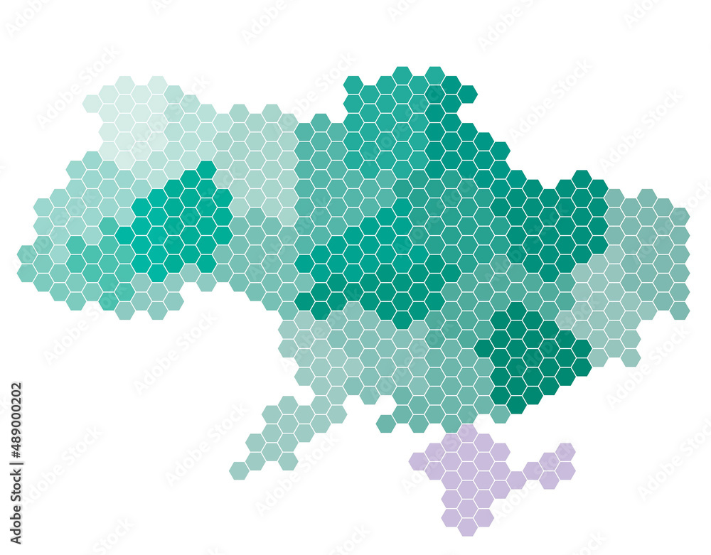 Hexagon shape of Ukraine map.