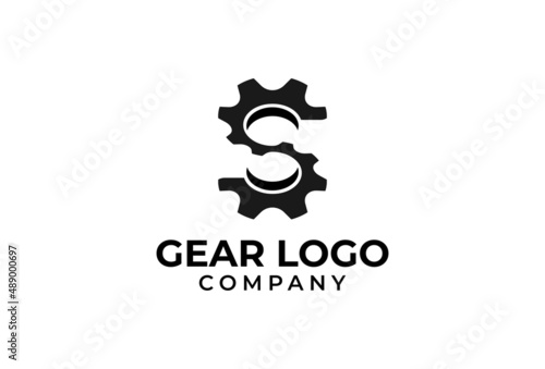 Initial S Gear Logo. letter S from two gear combination. vector illustration
