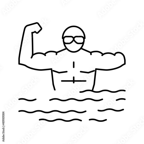 swimming handicapped athlete line icon vector illustration