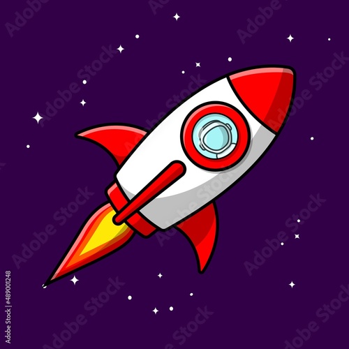 Cute Astronaut Riding With Rocket On Space Cartoon Vector Icon Illustration. Science Technology Icon Concept Isolated Premium Vector. Flat Cartoon Style	