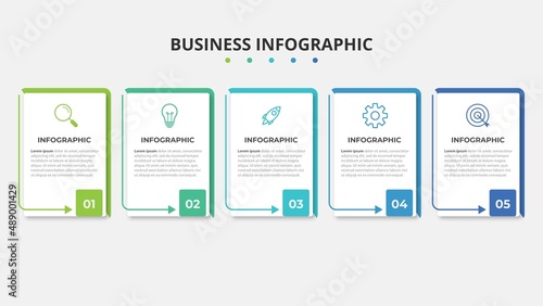 Presentation business infographic template with 5 options. Vector illustration.