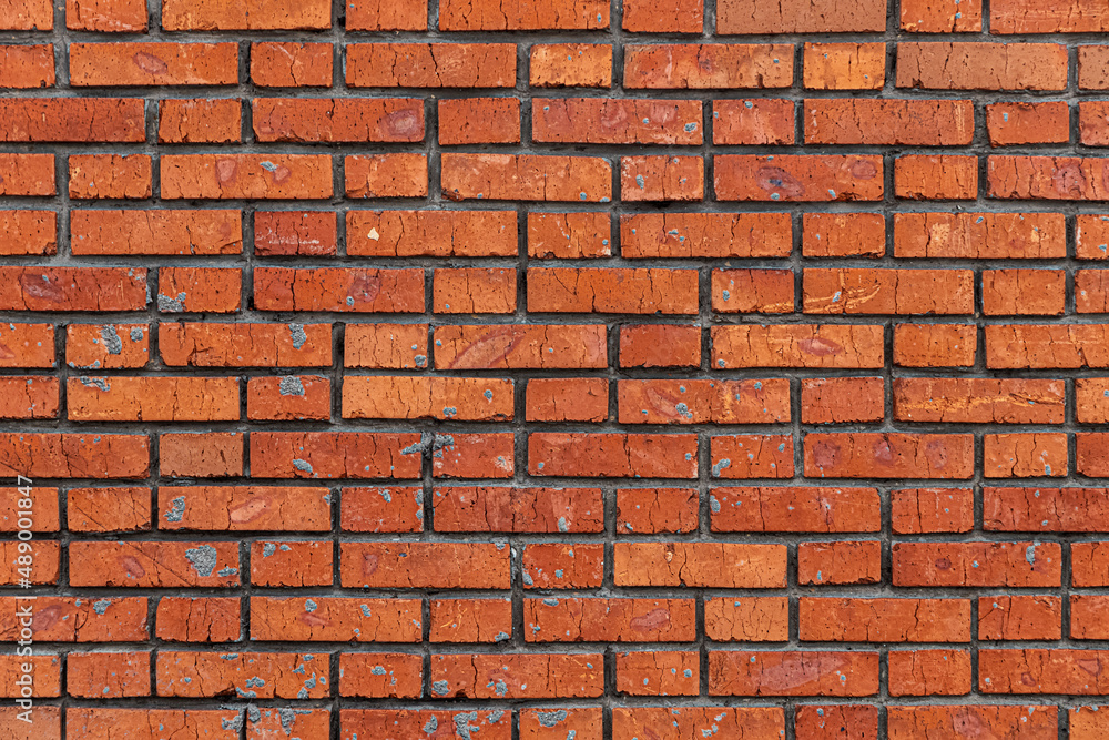 Red brick wall, background image of brickwork Red brick wall, background image of brickwork