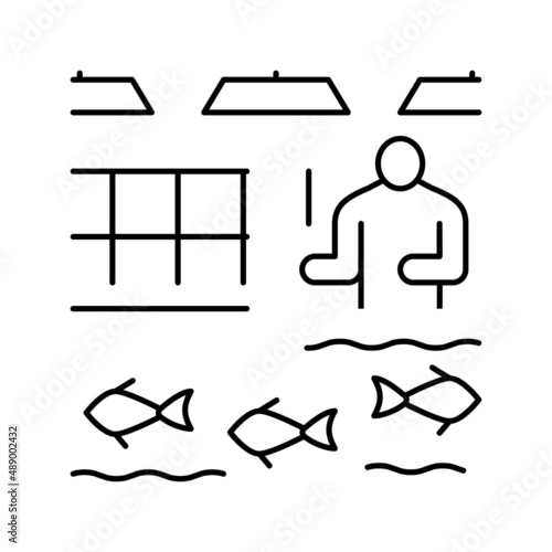hatcheries salmon line icon vector illustration