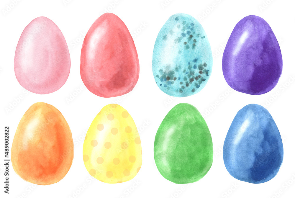 Watercolor hand painted easter eggs set Watercolor hand painted easter eggs set