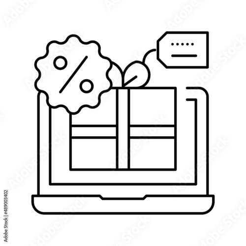 online discount line icon vector illustration