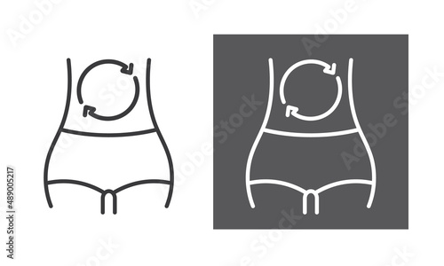 Woman metabolism, line Icon. Female good digestion, linear pictogram. 