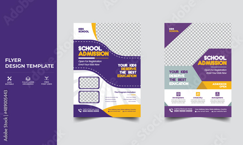 Creative and modern online school kids flyer template design.
education admission brochure poster template