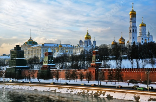 Moscow Kremlin architecture in winter. 