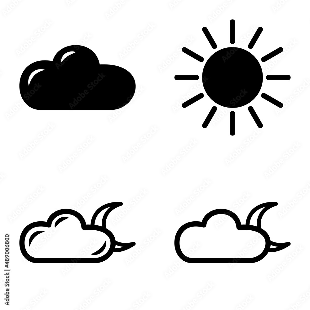 Weather Flat Icon Set Isolated On White Background Weather Flat Icon Set Isolated On White Background