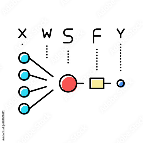 mathematical model neural network color icon vector illustration
