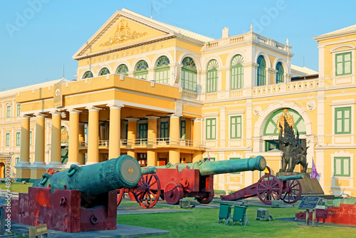 Photography The Ministry of Defense Headquarters of Thailand with the Open-air Cannon Museum