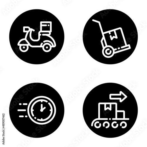 Delivery_glyph Flat Icon Set Isolated On White Background