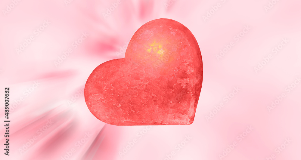 Obraz premium Heart made of salt stone on a pink background. Valentine.