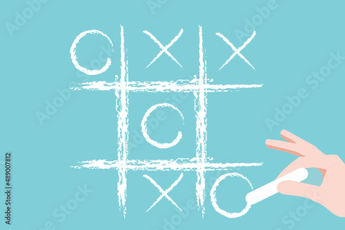 play game X and O. business strategies and development game concept. tic tac toe.  Business direction development, creative Ideas, competition. creativity, new idea, motivation, inspiration, team