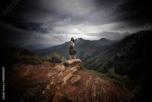woman in the mountains in sri lanka 