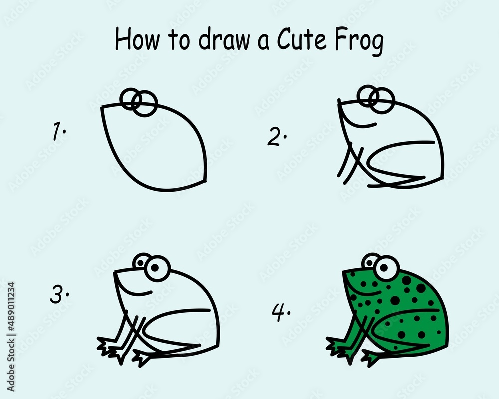 Step to step draw a Cute Frog. Good for drawing child kid ...