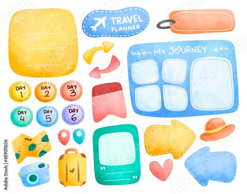 Cute travel journal and planner design vector illustration