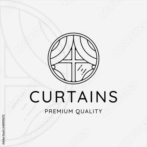 curtains logo line art simple minimalist vector illustration template icon graphic design