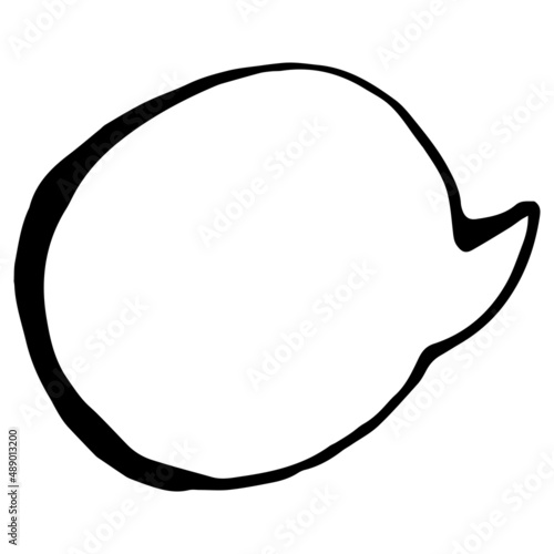 a round speech bubble drawn by hand in the style of a comic book with an isolated black outline on white with an empty space for text. drawn Round Comic Book Template for Dialogues Vector Isolated Han