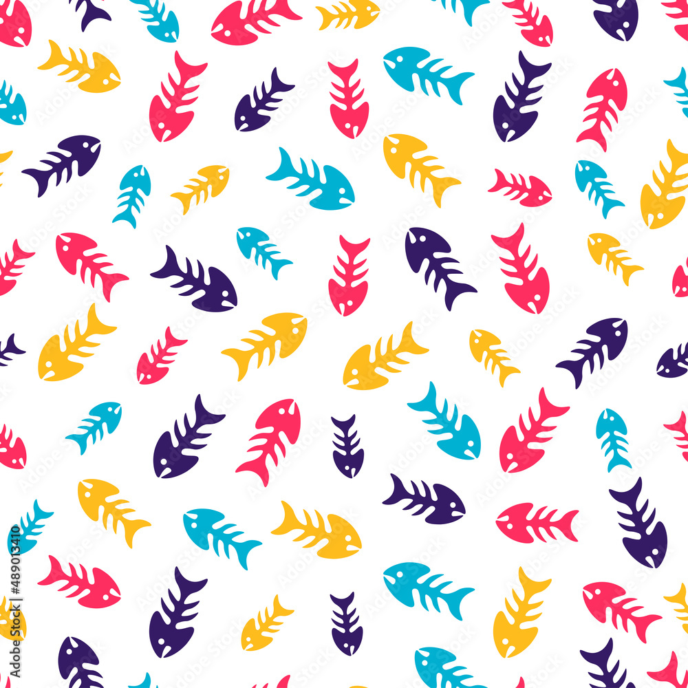 Colorful fish bones seamless pattern. Colorful fish bones seamless pattern.