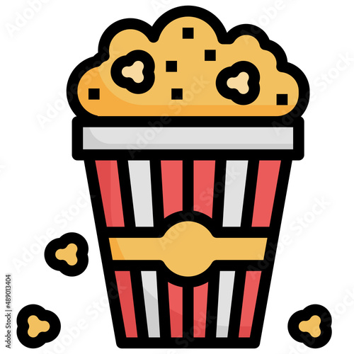 POPCORN filled outline icon,linear,outline,graphic,illustration