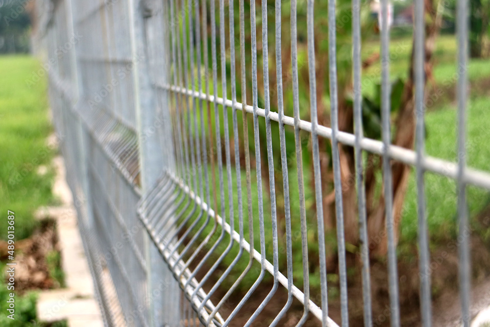 Wire Fence Airport Extreme Close Up Green Background Wire Fence Airport Extreme Close Up Green Background
