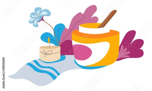 Waxing and depilation sugaring spa salon procedure