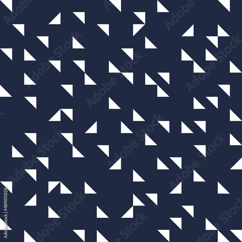White tiny triangles seamless pattern with navy background.