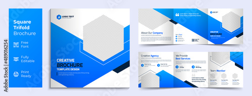 Creative business square trifold brochure template design