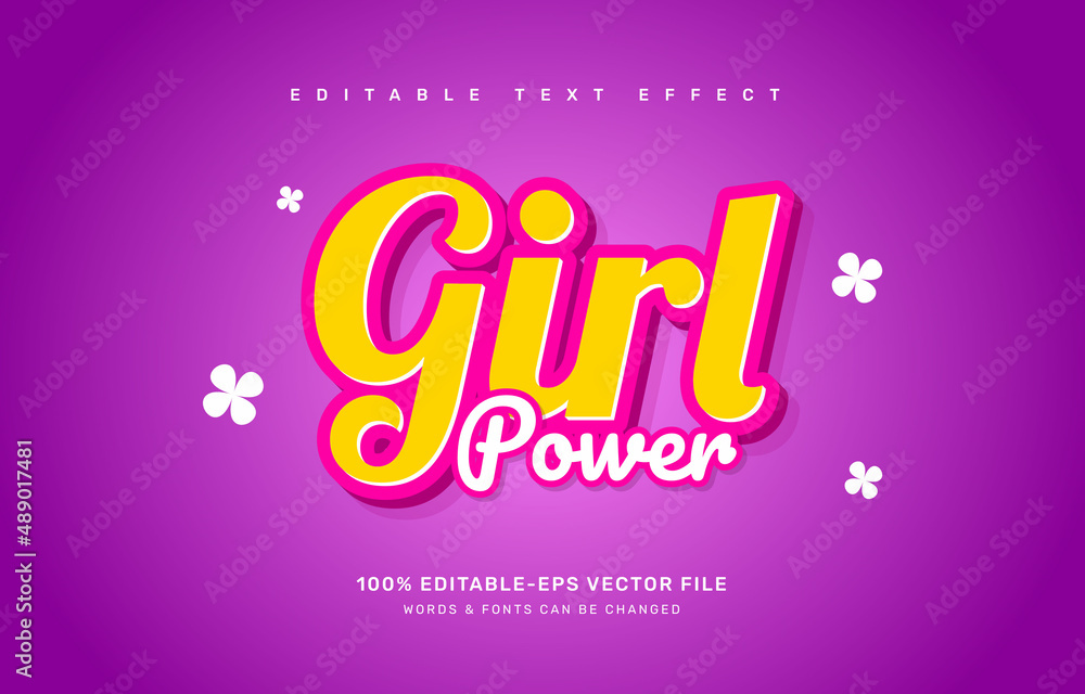 Girl power editable text effect template