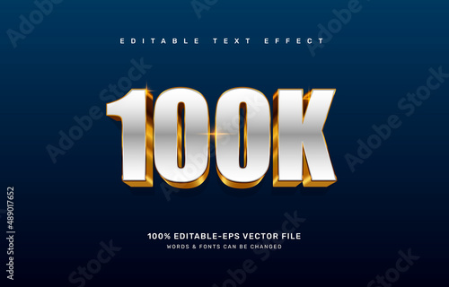 Gold 100K celebration text effect template