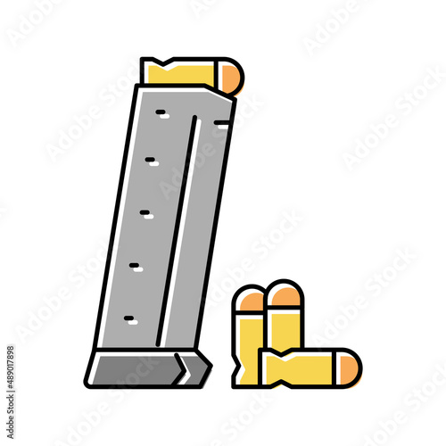 gun magazine with bullets color icon vector illustration