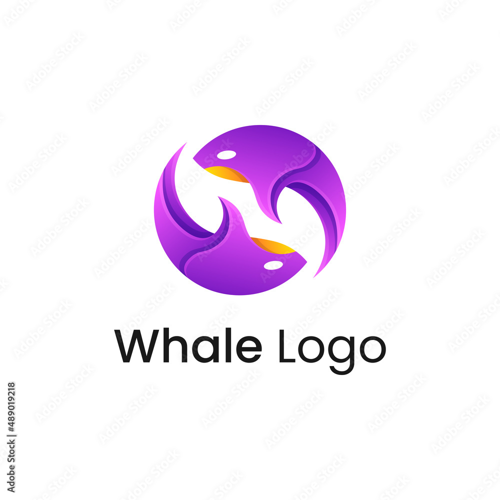 Obraz premium Colorful Gradient Whale Logo Design