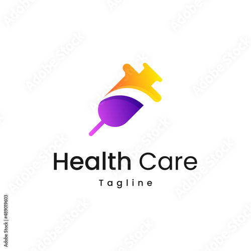 Vector Logo Illustration Syringe Gradient Colorful Style.