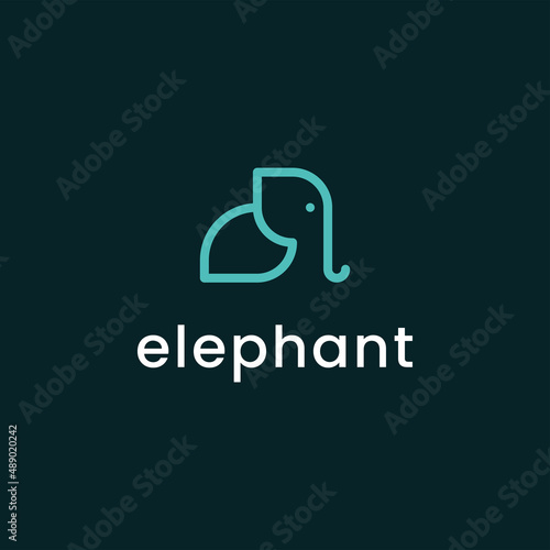 Luxury minimal elephant line logo