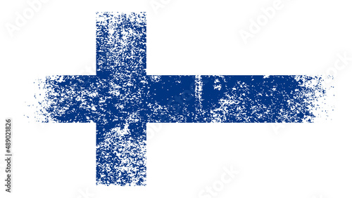 Finland Flag Distressed Grunge Vintage Retro. Isolated on White Background (ID: 489021826)