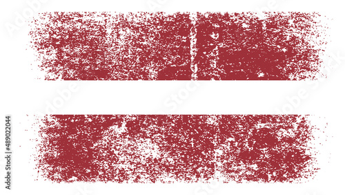 Latvia Flag Distressed Grunge Vintage Retro. Isolated on White Background (ID: 489022044)